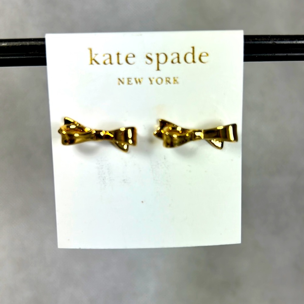 Kate Spade Skinny Gold Bow Stud Earrings New With Tag